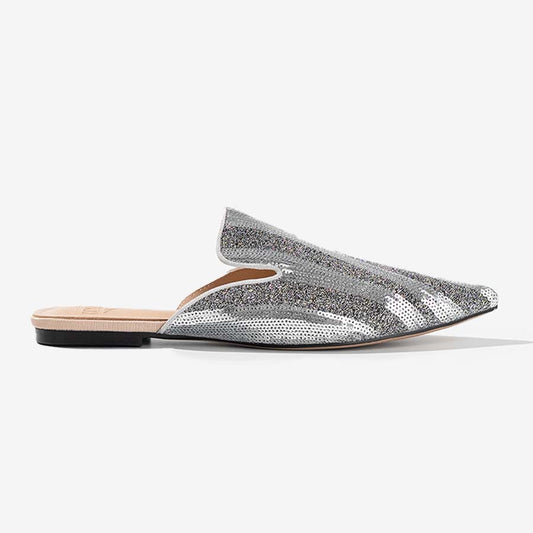 Silver Sequin Mules